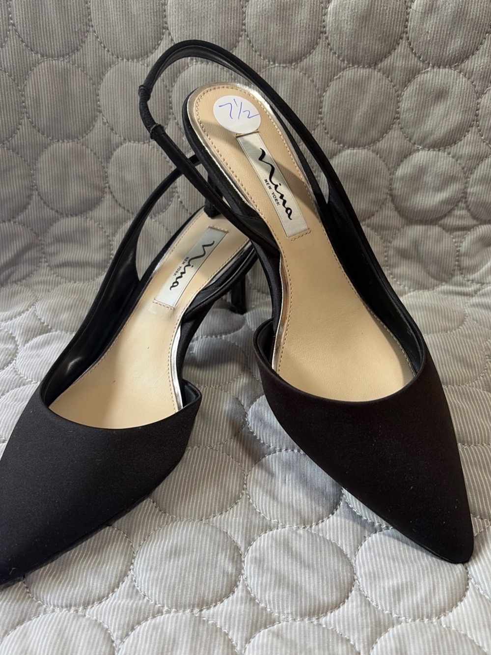 Nina Black Pointed Slingback Pumps